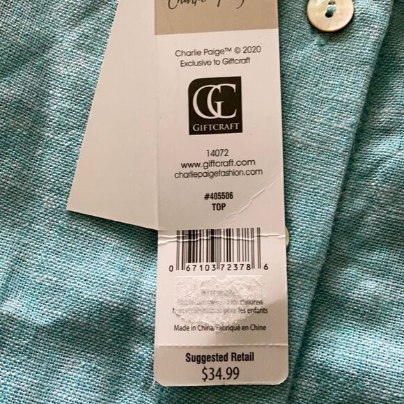 NWT Charlie Paige Blue Linen Blend Sleeveless Blouse Top Button Back Size Small - Picture 6 of 8